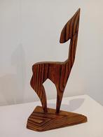 Vintage Teak Houten Beeldje - Gestileerd Hert, Antiek en Kunst, Kunst | Beelden en Houtsnijwerken, Ophalen of Verzenden