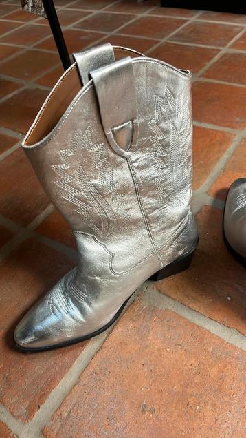Leren cowboy laarzen Ulla Popken maat 41 metallic/ zilver beschikbaar voor biedingen