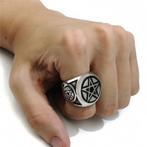 Pentagram ring (wicca zilveren pentacle duivel satan), Nieuw, Verzenden