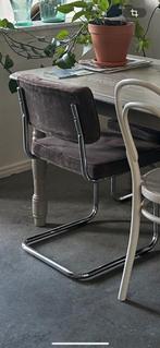 Vintage buisframe stoelen – 4 stuks, Ophalen, Zo goed als nieuw, Metaal, Grijs