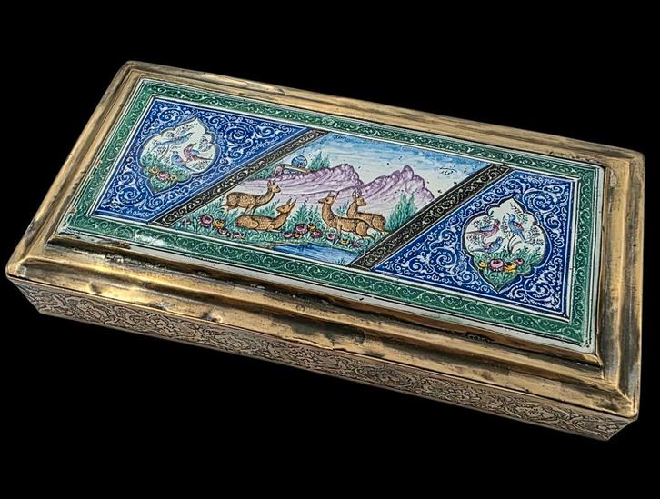 Antiek Rijkversierd Perzisch Zilver & emaille, Antiek en Kunst, Antiek | Goud en Zilver, Zilver, Verzenden