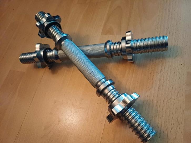 2 Dumbell stangen, halterstangen, 30mm - nieuwstaat., Sport en Fitness, Fitnessmaterialen, Zo goed als nieuw, Halterstangen, Ophalen of Verzenden