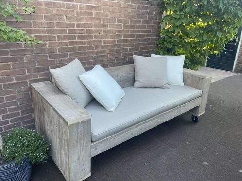 Steigerhouten bank op wielen op maat gemaakt, Tuin en Terras, Tuinbanken, Zo goed als nieuw, Hout, Ophalen