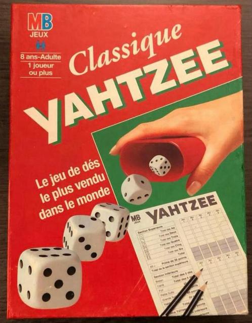 Spel CLASSIQUE YAHTZEE origineel MB compleet Frans., Hobby en Vrije tijd, Gezelschapsspellen | Overige, Zo goed als nieuw, Een of twee spelers