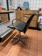 Kappersstoel met pomp, Huis en Inrichting, Ophalen, Zwart, Leer, Zo goed als nieuw