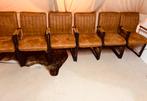 6 industriële leren stoelen in cognac, Bruin, Ophalen of Verzenden, Zo goed als nieuw, Metaal