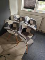 4 patchwork stoelen grijs creme, Ophalen, ?, Zo goed als nieuw, Vier