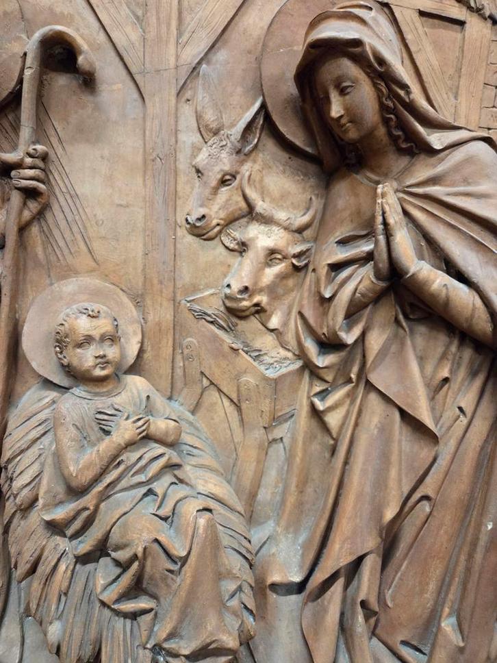 Kersttafereel in terracotta, Antiek en Kunst, Antiek | Religie, Ophalen