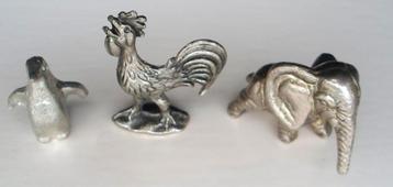 Zilvertin Pinquin / Haan / Olifant. beschikbaar voor biedingen