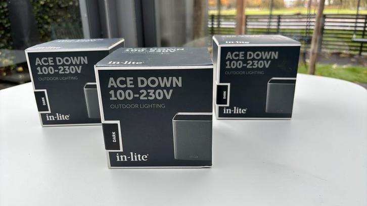 Inlite Dark Ace Down Dark STAPELKORTING, Tuin en Terras, Buitenverlichting, Nieuw, Wandlamp, Aluminium, Minder dan 50 watt, Netvoeding