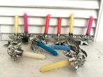 Vintage kerstboom kaarsenhouders knijpers met kaarsjes, Ophalen