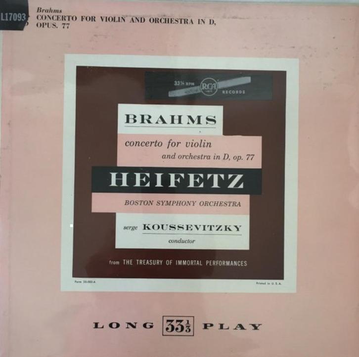 Heifetz Brahms Concerto For Violin And Orchestra Red Seal, Cd's en Dvd's, Vinyl | Klassiek, Zo goed als nieuw, Romantiek, Orkest of Ballet