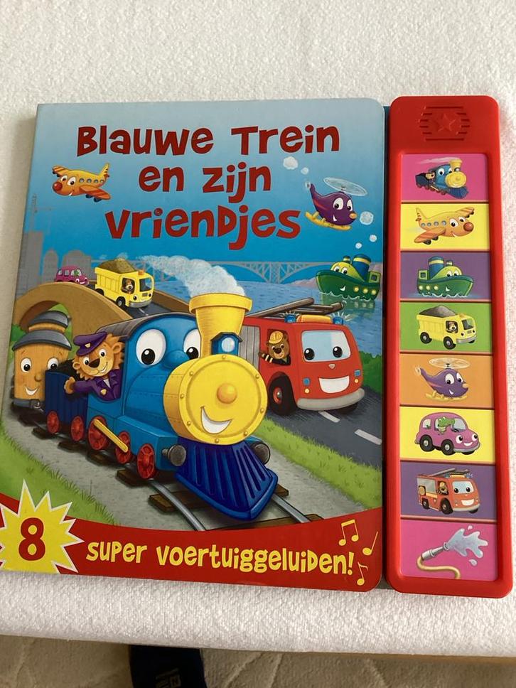 Blauwe Trein en zijn Vriendjes - Geluidenboek, Boeken, Kinderboeken | Baby's en Peuters, Zo goed als nieuw, 2 tot 3 jaar, Uitklap-, Voel- of Ontdekboek