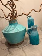 Set blauw azuur potten brynxz, Steen, Blauw, Ophalen of Verzenden, Zo goed als nieuw