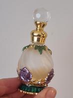 Vintage glas parfum flesje met bloemen, Antiek en Kunst, Antiek | Glas en Kristal, Ophalen of Verzenden