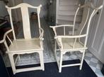 2 chinese armstoelen / eetkamerstoelen - wit - stevig, Ophalen, Gebruikt, Hout