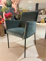 Stijlvol set eetkamerstoelen in blauwe stof en leder, Sommelsdijksehaven 19, Blauw, Info@vissermeubelen.nl, Nieuw