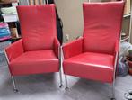 2 rode leren fauteuils, Ophalen, Rood, Twee