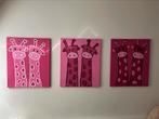 Giraffen schilderijen esther  naalden set van 3 stuks, Ophalen of Verzenden, Zo goed als nieuw, Schilderij