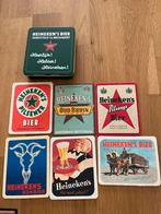 Blikje met 6 Heineken bierviltjes, Verzamelen, Biermerken, Ophalen of Verzenden, Nieuw, Viltje(s), Heineken
