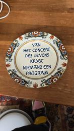 Vintage Flora Keramiek Bord met Spreuk, Antiek en Kunst, Ophalen of Verzenden