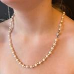 Parel ketting 14k gouden diamanten slot dames fraai juweel, Voordeelsieraden, Ophalen of Verzenden, Zo goed als nieuw, Met edelsteen