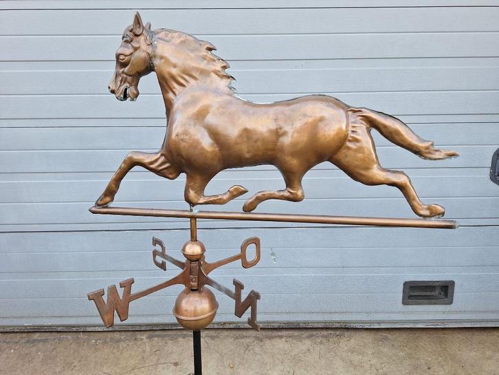 grote koperen windwijzer met paard of haan, Tuin en Terras, Windwijzers en Windmolens, Nieuw, Ophalen of Verzenden