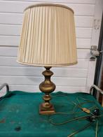 tafellamp messing zwaar vintage met creme kap, Ophalen of Verzenden