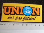 sticker union logo da's pas fietsen! geel, Verzenden, Zo goed als nieuw, Merk