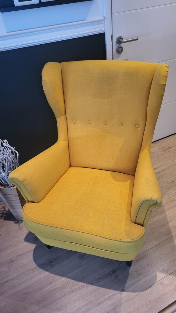 Gele IKEA oorfauteuil - stevig en comfortabel!, Ophalen, Gebruikt, 75 tot 100 cm, 75 tot 100 cm