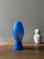 Vintage blauw glazen tafellampje, Huis en Inrichting, Ophalen of Verzenden, Gebruikt, Glas, Minder dan 50 cm