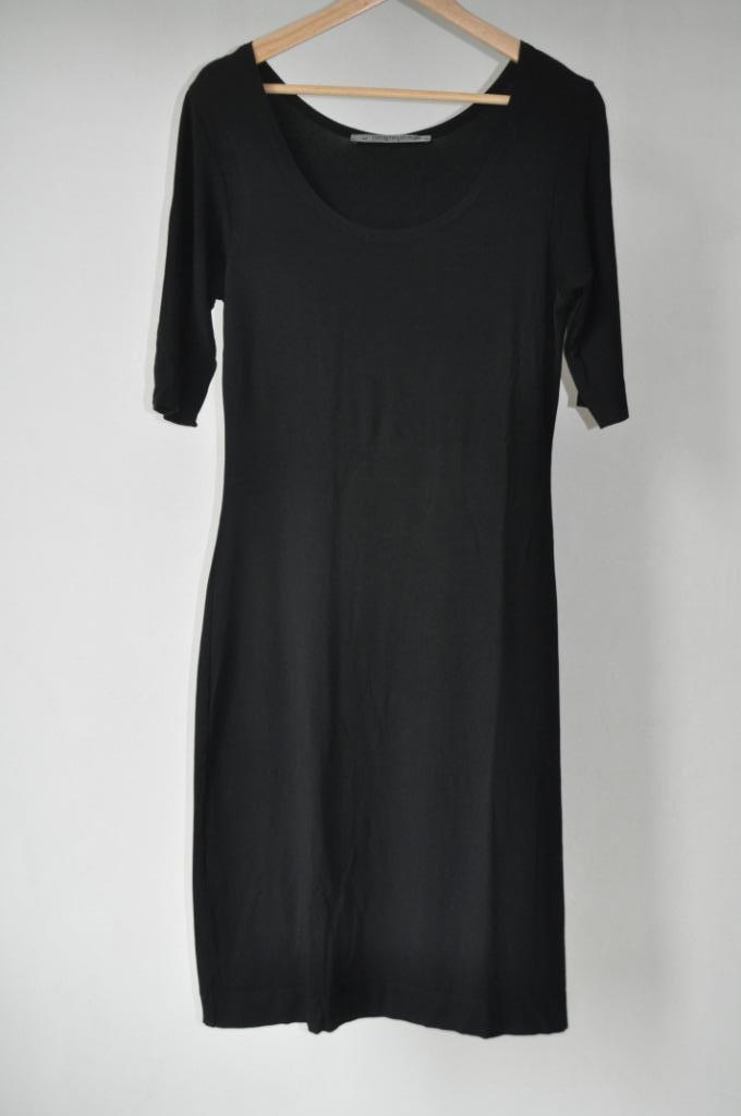 Cora Kemperman zwart tricot jurkje elastische stof maat M, Kleding | Dames, Jurken, Zo goed als nieuw, Maat 38/40 (M), Zwart, Knielengte