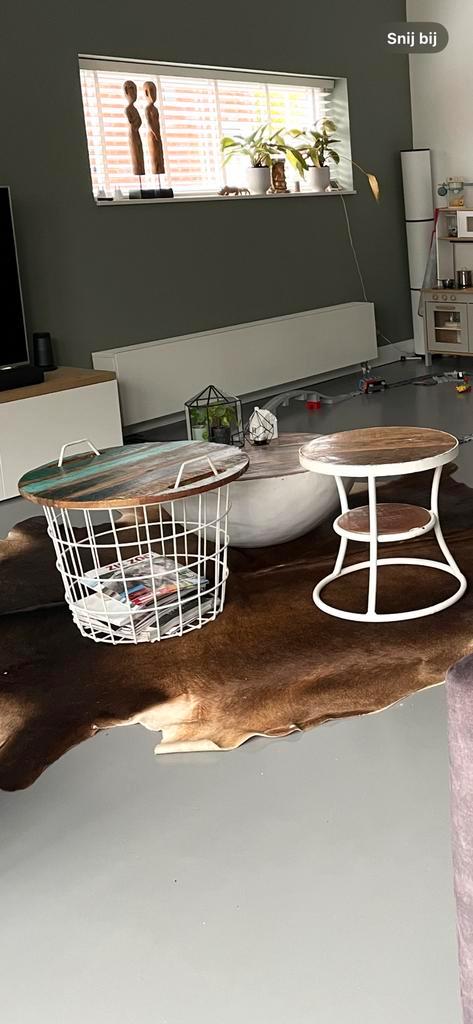 3 salontafels tafels bijzettafel van By Boo hout met wit, Huis en Inrichting, Complete inboedels, Ophalen