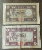 Italië 2 bankbiljetten 1000 lire 1943 en 1945, Ophalen of Verzenden, Italië