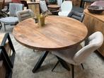 Magazijn leegverkoop ronde eettafel mangohout matrix zwart, Nieuw, Ophalen of Verzenden, Info@wkhome.nl, Argonweg 20 Amersfoort