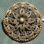 Nr X824a: Antieke koperen fantasiebroche, Sieraden, Tassen en Uiterlijk, Broches, Tweedehands onbekend, Overige kleuren, Minder dan 4 cm