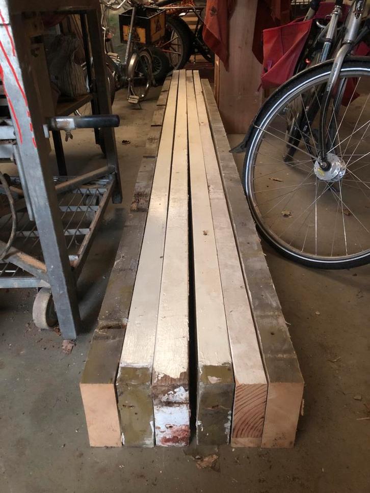 Houten balken 6,5x18,5x460cm, Doe-het-zelf en Verbouw, Hout en Planken, Gebruikt, Balk, Overige houtsoorten, 300 cm of meer, 50 mm of meer