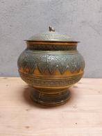 Antieke Indische messing pot met deksel – handgegraveerd –, Antiek en Kunst, Ophalen of Verzenden