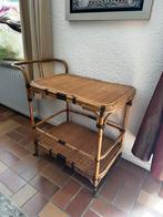 Vintage rotan serveerwagen op wieltjes, Ophalen, Gebruikt, 50 tot 100 cm, Rond