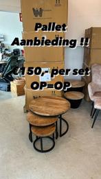 PALLET AANBIEDING !! Salontafel set 3 delig nu €150.- OP=OP, Huis en Inrichting, Tafels | Salontafels, 50 tot 100 cm, Rond, Ophalen of Verzenden