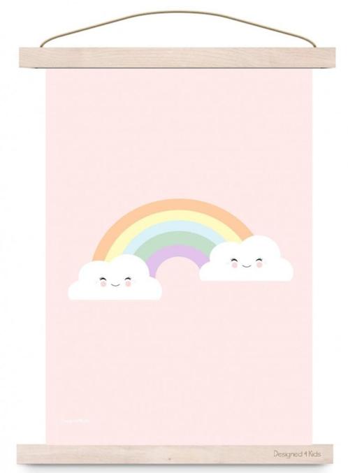 Kinderposter Poster Regenboog Wolk Roze A3, Kinderen en Baby's, Kinderkamer | Inrichting en Decoratie, Nieuw, Wanddecoratie, Ophalen of Verzenden