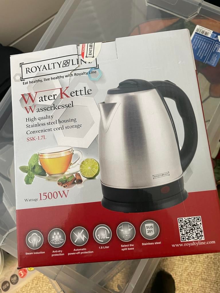 Royalty Line Waterkoker - Nieuw in doos, Witgoed en Apparatuur, Waterkokers, 1 tot 2 liter, Ophalen of Verzenden, Nieuw, Draadloos