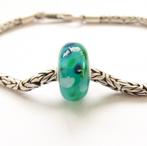 Trollbeads-stijl glaskraal licht turquoise met vlekken, Glas of Kristal, Nieuw, Ophalen of Verzenden, Trollbeads