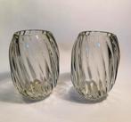 Twee grote glazen waxinelichthouders, transparant, loodglas, Ophalen of Verzenden, Overige materialen, Minder dan 25 cm