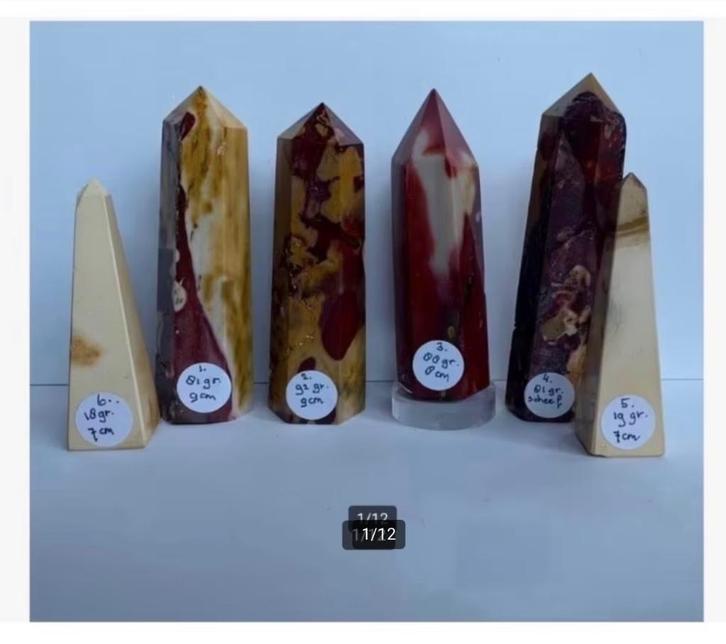 6 x Mookaiet Torens, Punten, obelisk, zie beschrijving, Sieraden, Tassen en Uiterlijk, Edelstenen, Nieuw, Ophalen of Verzenden