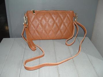 Echt leer! Quilted bruin tasje damestas schoudertasje clutch beschikbaar voor biedingen