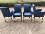 4 Design eetkamerstoelen freek  leer donkerblauw leer, Huis en Inrichting, Ophalen, Blauw, Nieuw, Metaal