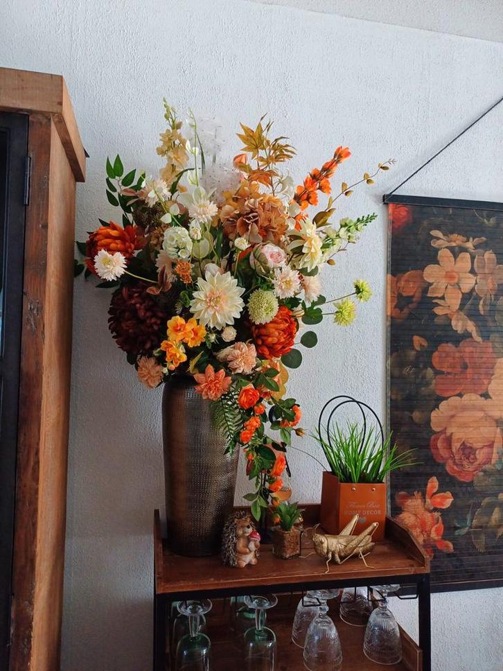 Groot kunstboeket in herfstkleuren, Huis en Inrichting, Woonaccessoires | Kunstplanten en Kunstbloemen, Nieuw, Binnen, Ophalen of Verzenden