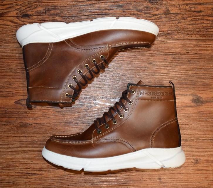 McGregor - leren halfhoge veterboots cognac - maat 42, Kleding | Heren, Schoenen, Nieuw, Boots, Overige kleuren, Ophalen of Verzenden