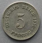 5 Pfennig Duitse Keizerrijk 1914, Postzegels en Munten, Munten | Europa | Niet-Euromunten, Duitsland, Ophalen of Verzenden